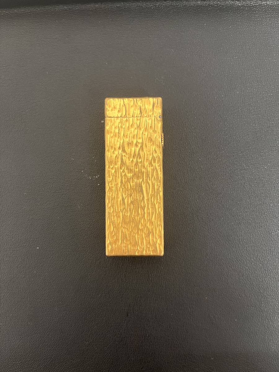 【1円スタート！】Dunhill ダンヒル ガスライター ゴールドカラー 槌目模様 着火未確認 アンティーク ヴィンテージ_1