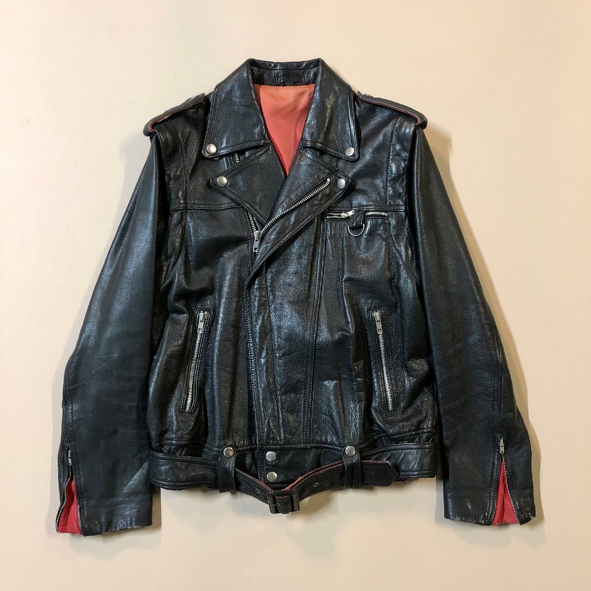☆vintage 80~90年代 ライダース 革ジャン ダブル レザージャケット 