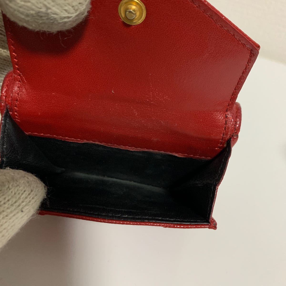 Vステッチ 三つ折り財布 サンローラン YSL LAURENT ☆箱あり超美品