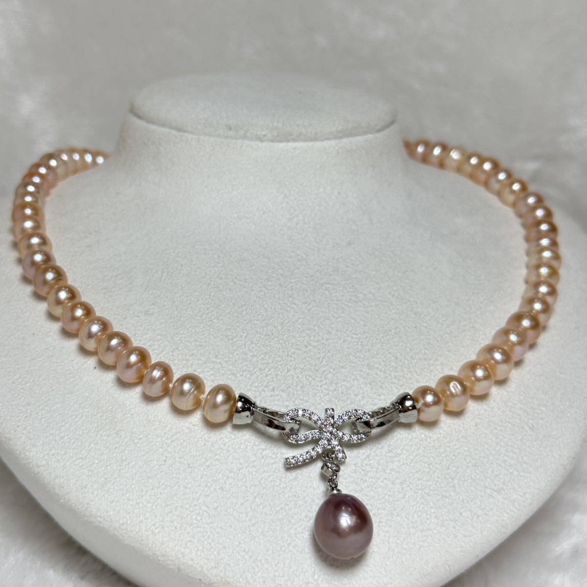 本真珠ネックレス 8mm デザインパールネックレス2way Pearl jewelry