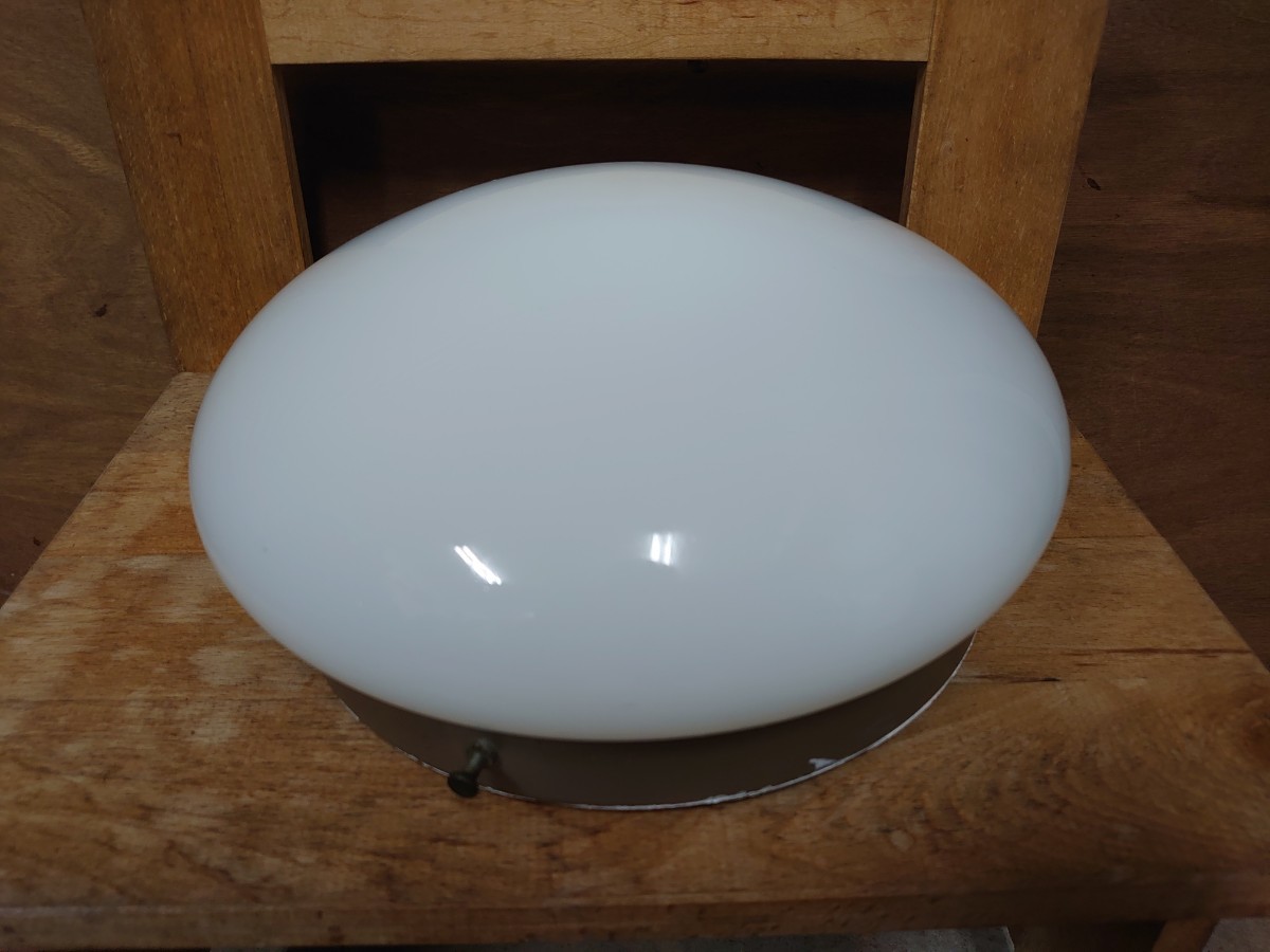 昭和レトロ 乳白ガラス 電傘 照明 アンティーク ガラスシェード ランプ