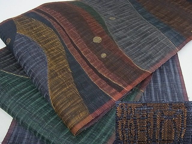 平和屋2■西陣　老舗　渡文謹製　手織　すくひ　太鼓柄袋帯　波衣　金糸　逸品　未使用　wb7735