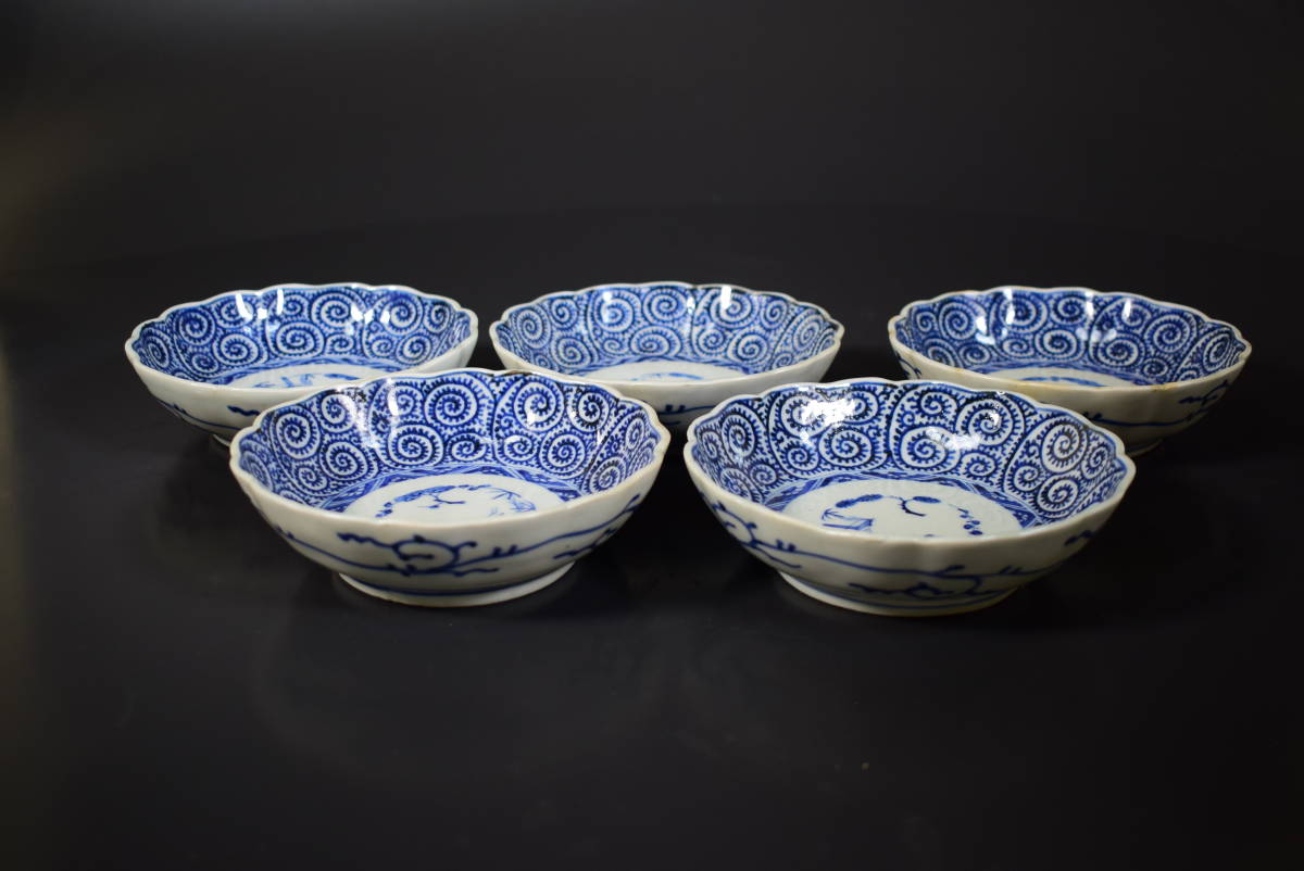 古伊万里 染付 蛸唐草 希 古美術 膾皿 | のぞみ 二重角