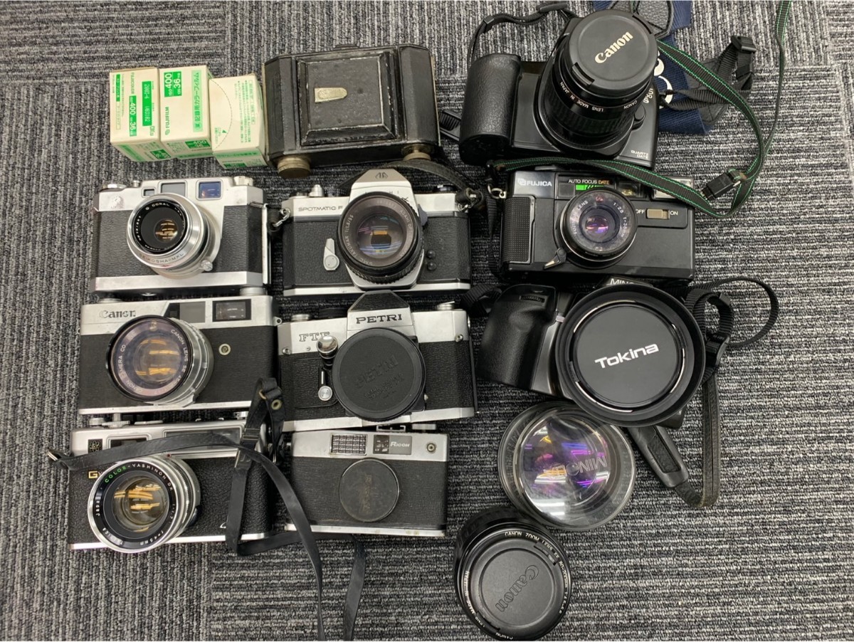 フィルムカメラ 8台セット OLYMPUS CANON FUJICA RICOH ペンタックス キャノン ヤシカ リコーなどカメラ 未開封フィルムまとめ
