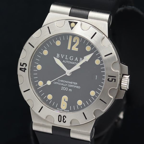 1円 ブルガリ AT/自動巻 ディアゴノ スクーバ デイト クロノメーター 黒文字盤 メンズ腕時計 MTM 6771600