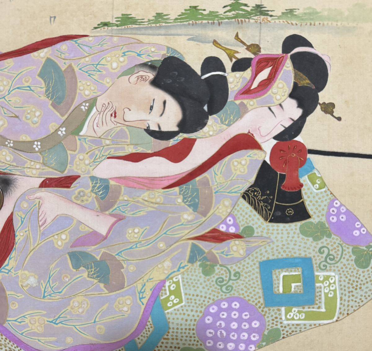 真作/江戸期肉筆春画 寿一画 浮世絵 艶本 枕絵 秘画 裸婦 男根 春宮図