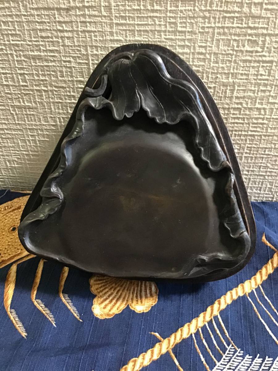 硯 中国硯 唐木ケース 金星 水波紋 書道 文房具 古美術 花瓶形 硯中国