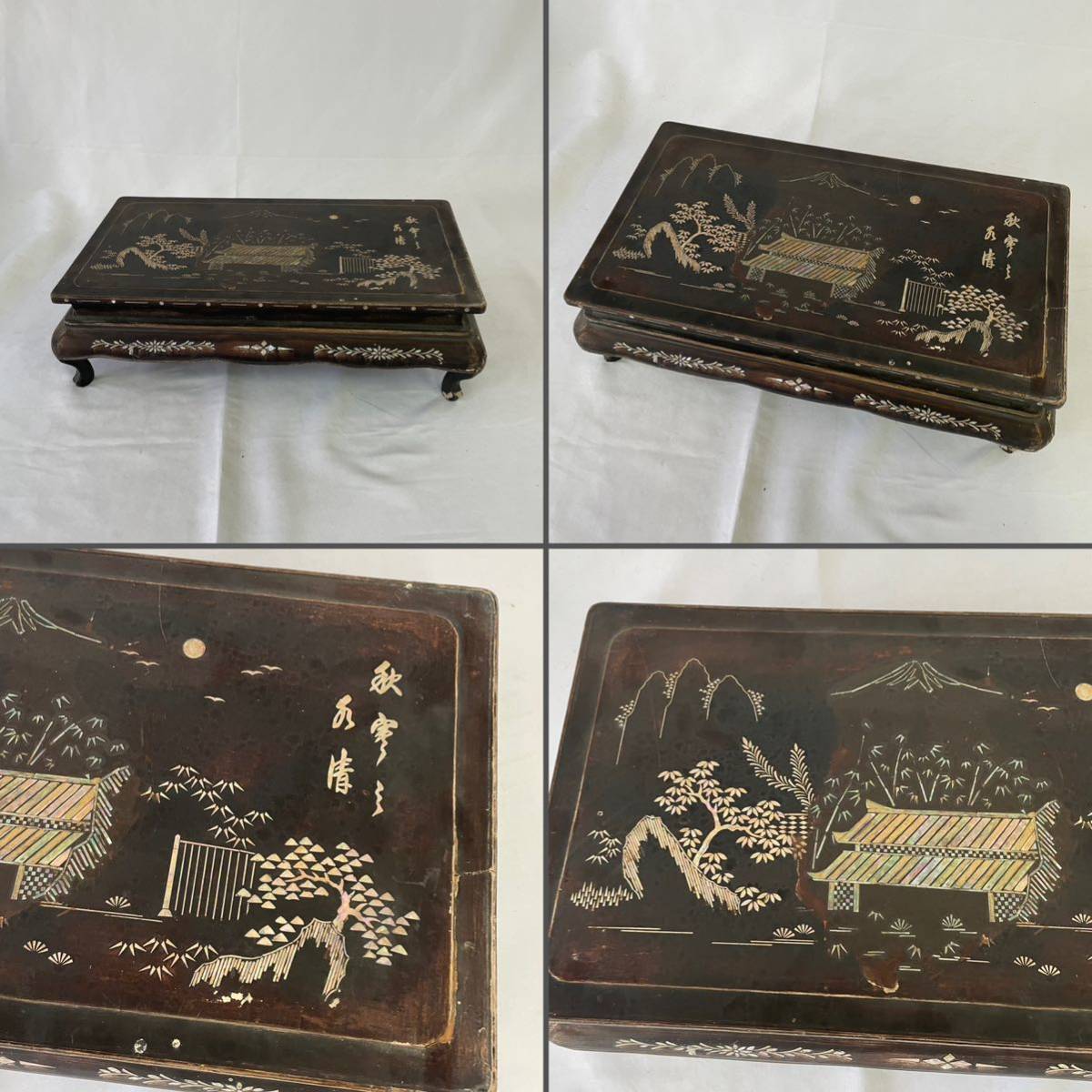 花台 盆栽 唐木 香炉台 中国美術 唐物 平卓 飾台 高卓 高35，5cm