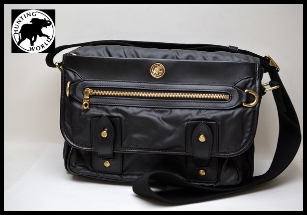 良品 HUNTING WORLD バチュークロス レザー ショルダーバッグ