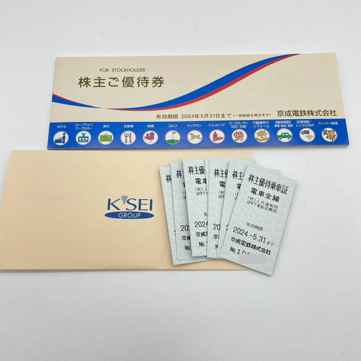 60【K251】京成電鉄　株主優待乗車券　7枚　優待券　冊子