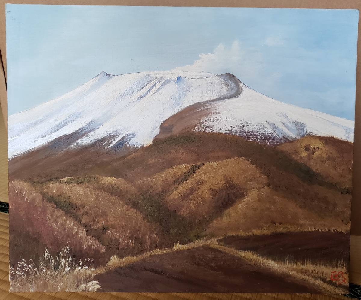 油絵「浅間山」残雪 F8 油絵 浅間山 F8号 絵画 油絵「浅間山」残雪 F8