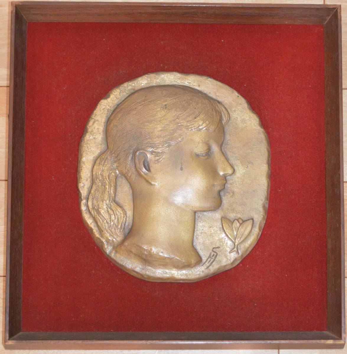 船越保武 □□ブロンズ 舟越保武 少女像 ブロンズレリーブ額 山