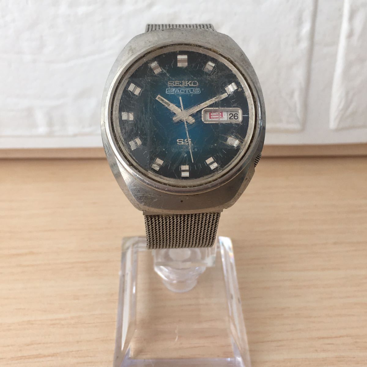 稼働品 SEIKO セイコー ACTUS アクタス 5 SS 6106-7590 AT 自動巻き ブルー系文字盤 デイデイト 23石 メンズ 腕時計