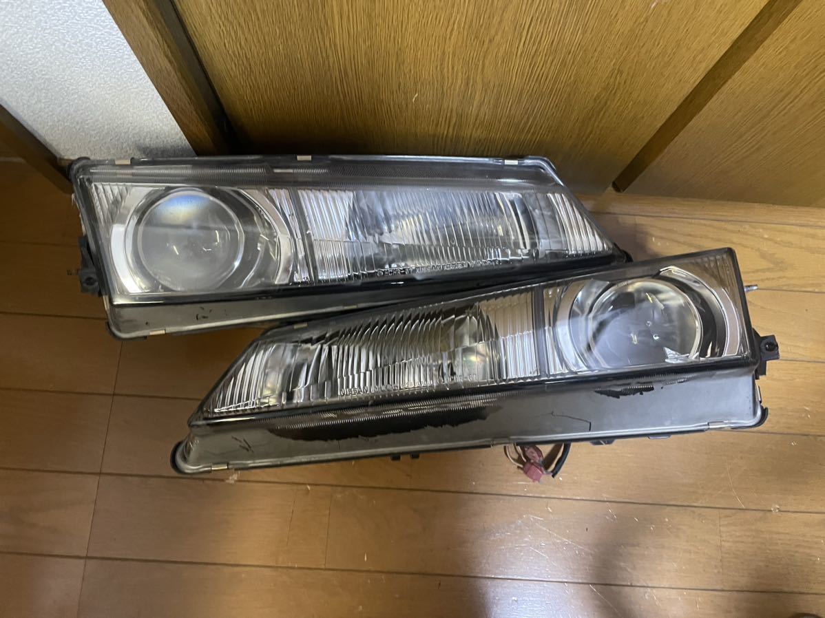 S14シルビア　後期　純正ヘッドライト左右セットガラス　実働車外し　保管品 S14 シルビア 後期 純正ヘッドライト シルビア 後期 S14 美品 1000円