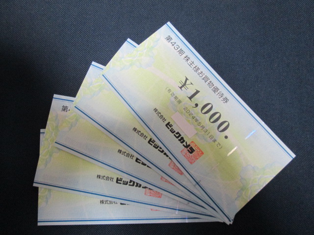 ★最新★ビックカメラ 株主優待25000円分　株主優待券 ビックカメラ 株主優待券 5，000円分 【公式通販】