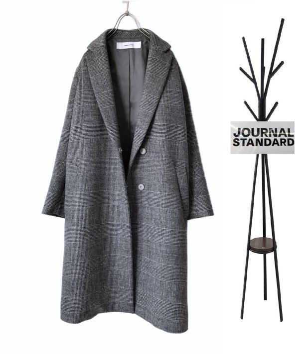 ジャーナルスタンダード　 美品　グレンチェック　ウール　チェスター　コート 　サイズM 　フライフロント　JOURNALSTANDARD