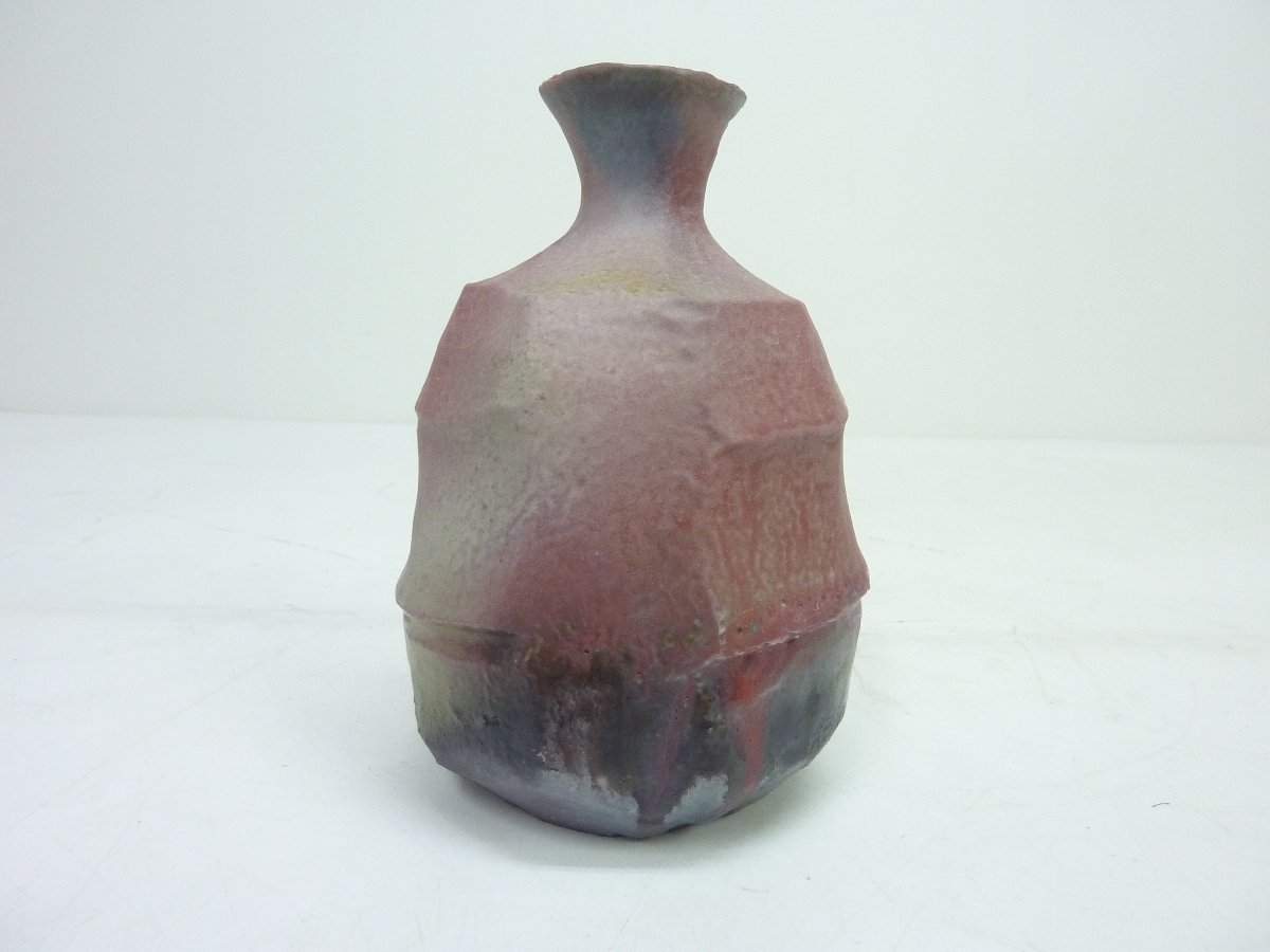 美濃陶芸協会参事 加藤 土代久 豊久 作 紅紫釉 徳利 とっくり 木箱 共箱 共布 酒器 陶器