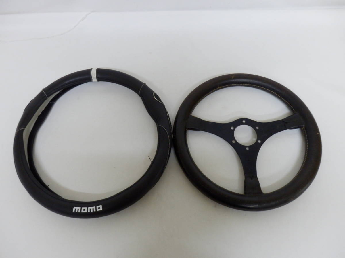 104D673K♪ 【現状品】MOMO ステアリング ハンドル （6-80）約28cm & カバー セット 