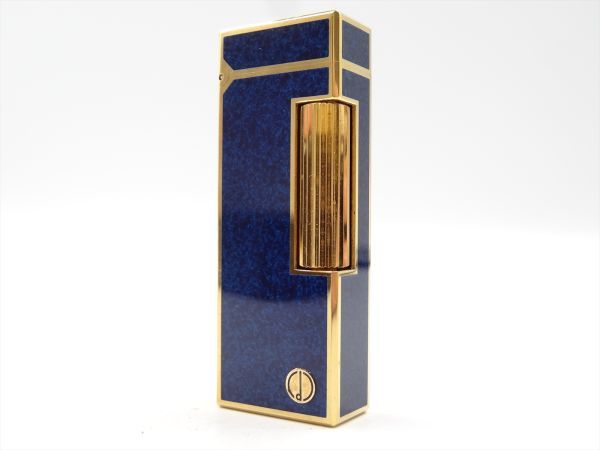 【正規品】259c 1円 dunhill ダンヒル ガスライター ローラー dロゴ ブルーラメ×ゴールド