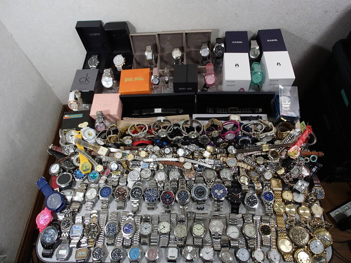 1206 ジャンク腕時計 大量 250点 14kg セット まとめ SEIKO/CITIZEN/CASIO/Calvin Klein/MARC BY MARC JACOBS/NIXON/REGUNO/Folli Follie他