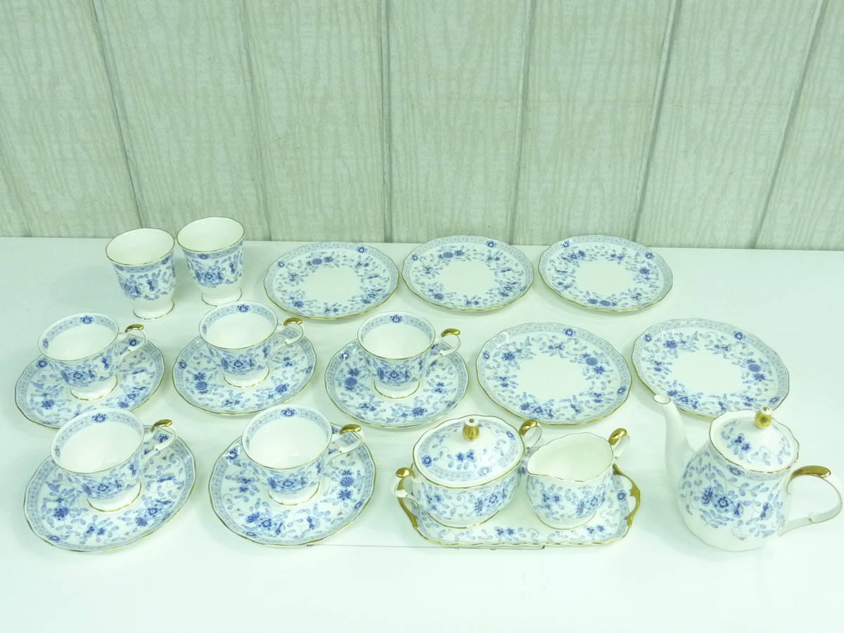 S▼ナルミ　ミラノ　中皿　プレート　カップ＆ソーサー ティーポット シュガーポット ミルクポット等 金縁 花柄 NARUMI まとめ 21点セット