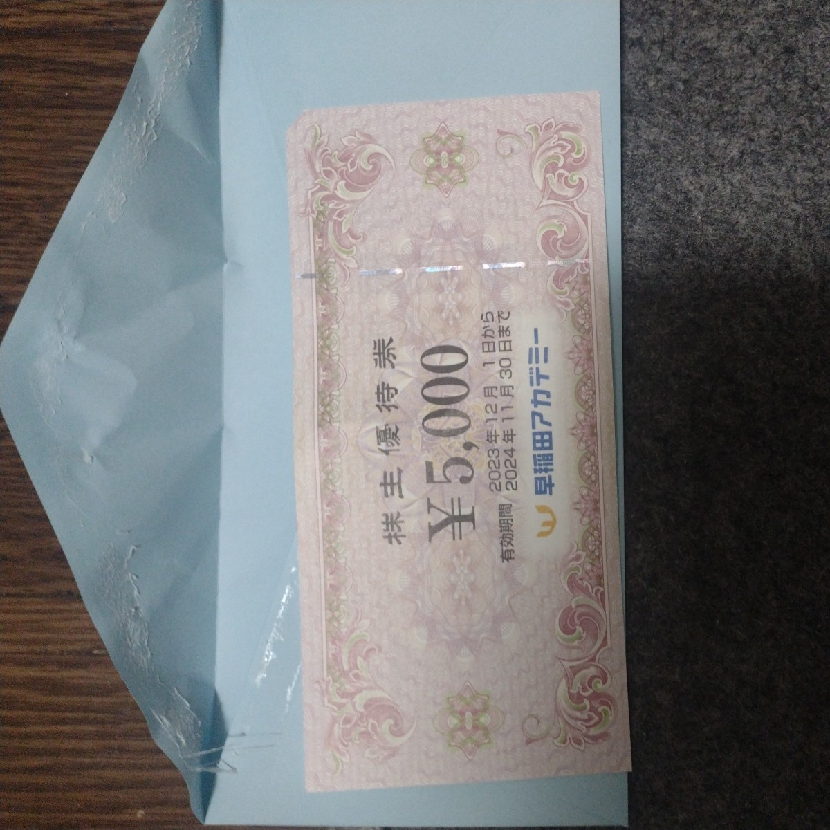 早稲田アカデミー 株主優待券 5000円分 1枚 有効期限：2023年12