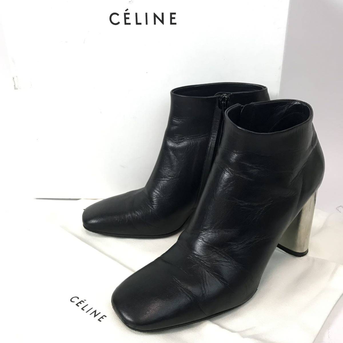 CÉLINE セリーヌ　バンバンショートブーツ　ブラック レザー ブーティ 日本入荷 CÉLINE セリーヌ バンバンショートブーツ ブラック レザー