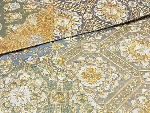 平和屋-こころ店□総刺繍 袋帯 名物裂 蜀江花鳥文 金銀糸 正絹