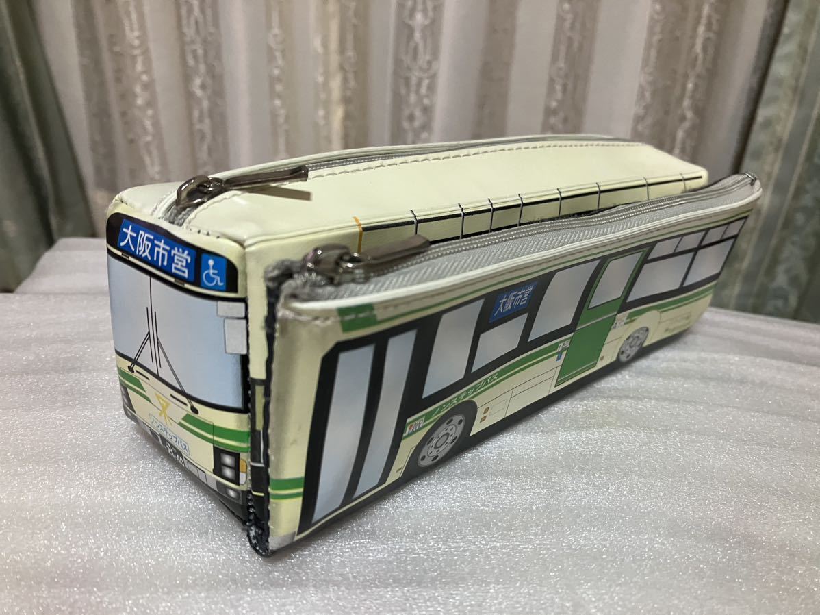 新品♪ 大阪市営バス　筆箱　ペンケース　文房具 (ホワイト×グリーン) いすゞエルガ 車　ふでばこ　ミニカー 【送料220円】_1