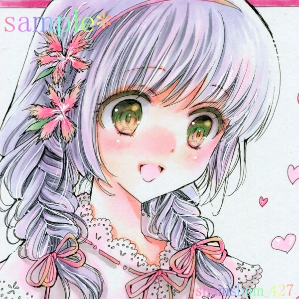 オリジナル手描きイラスト☆誕生花＜7月22日～ナデシコ(撫子)～＞☆色紙