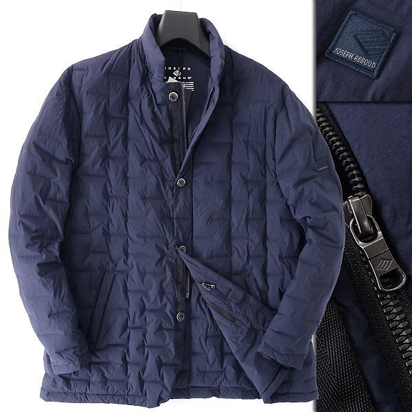 訳有 4.9万 ジョセフアブード 2WAY ストレッチ ダウンジャケット 4L 紺 【J55755】 JOSEPH ABBOUD メンズ シャンブレー ブルゾン