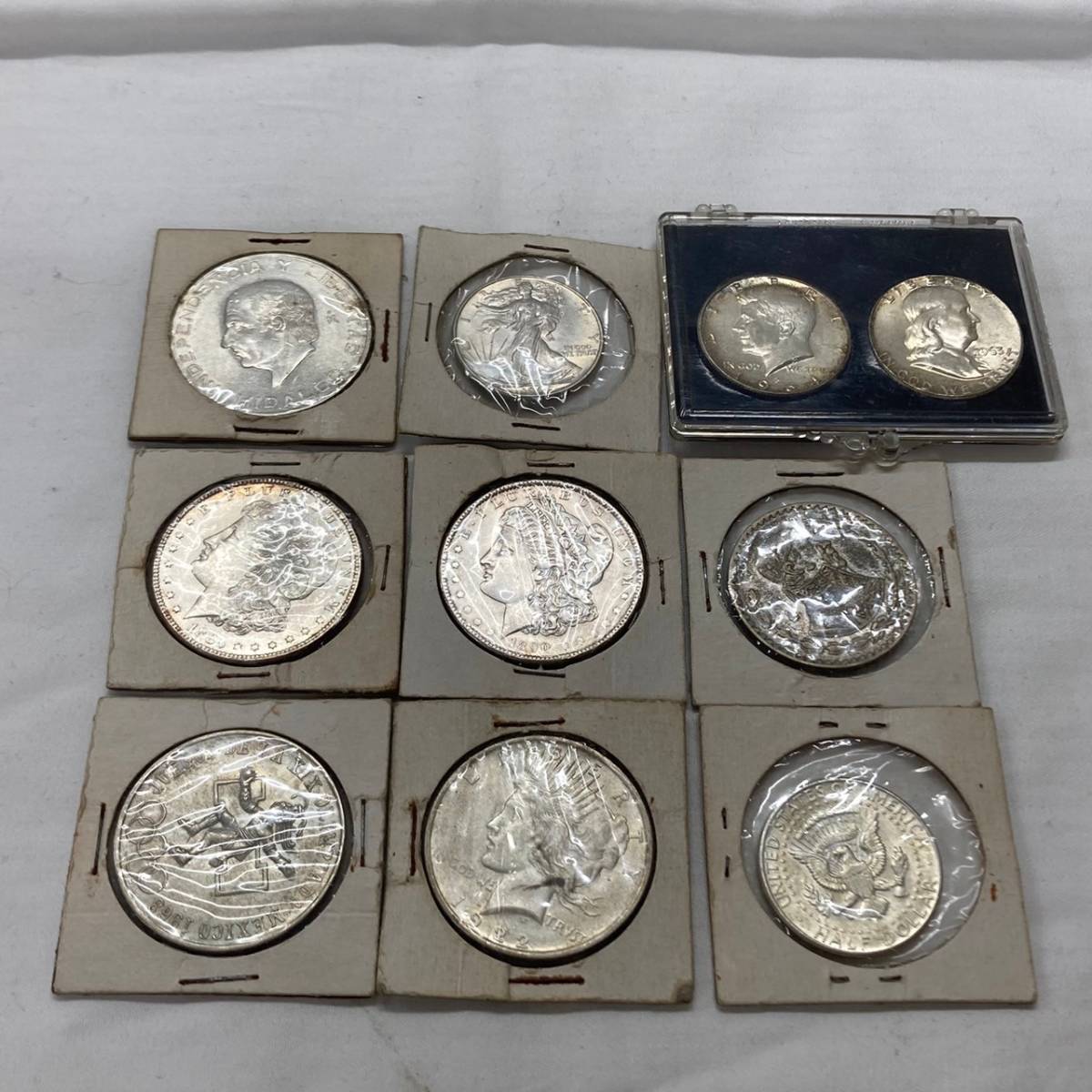 4117-1横 銀貨まとめ アメリカ 米国 メキシコ 総重量約212.5g ペソ ドル 硬貨