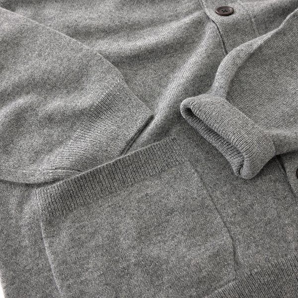 新品 オンワード good factory ピュア カシミヤ 7G ニット カーディガン M 灰 【I51470】 秋冬 メンズ ONWARD 洗濯可 セーター ブルゾン