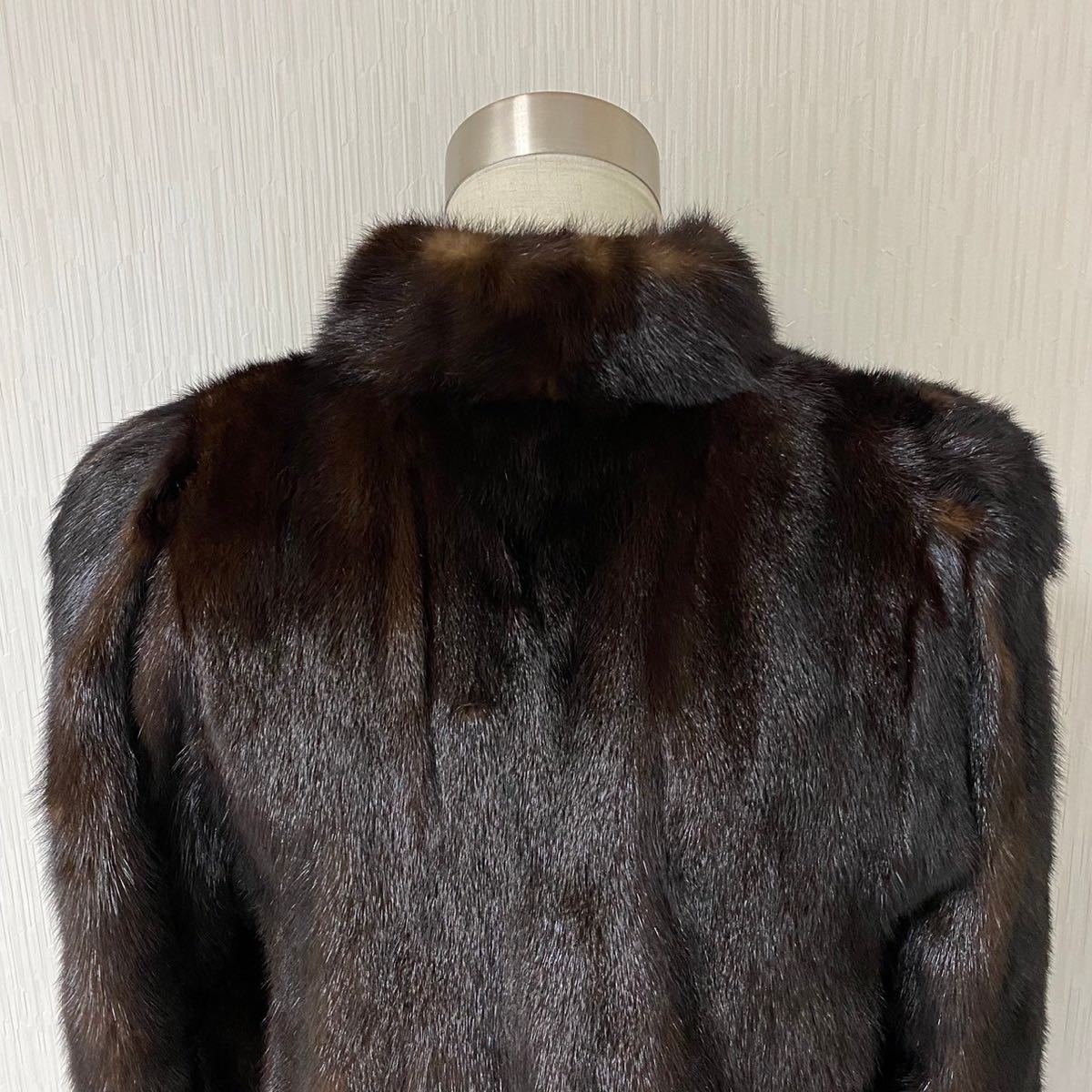 最高級 SAGA MINK サガミンク 毛皮コート ダークブラウン F レディース