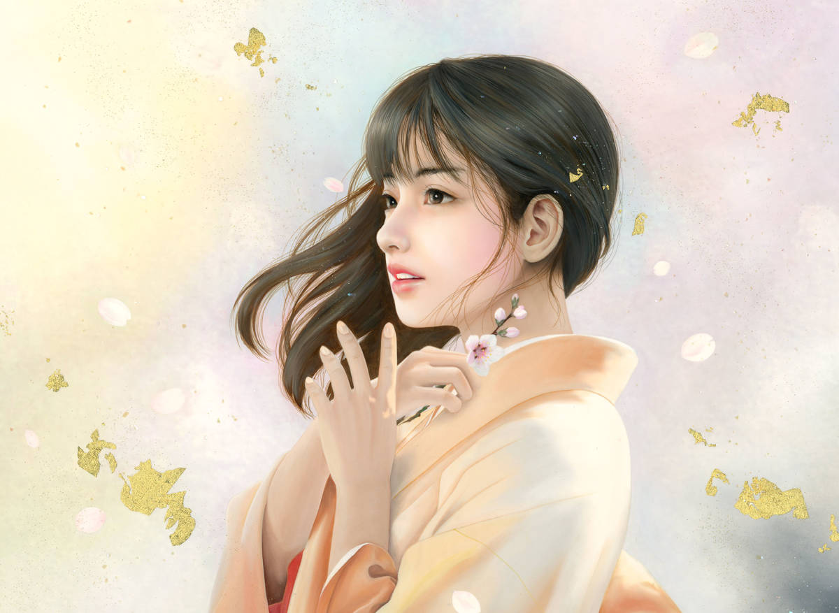 真作【春 風】油彩 (油絵) 手描き限定1作品 Ato Fujihara P8号（455×