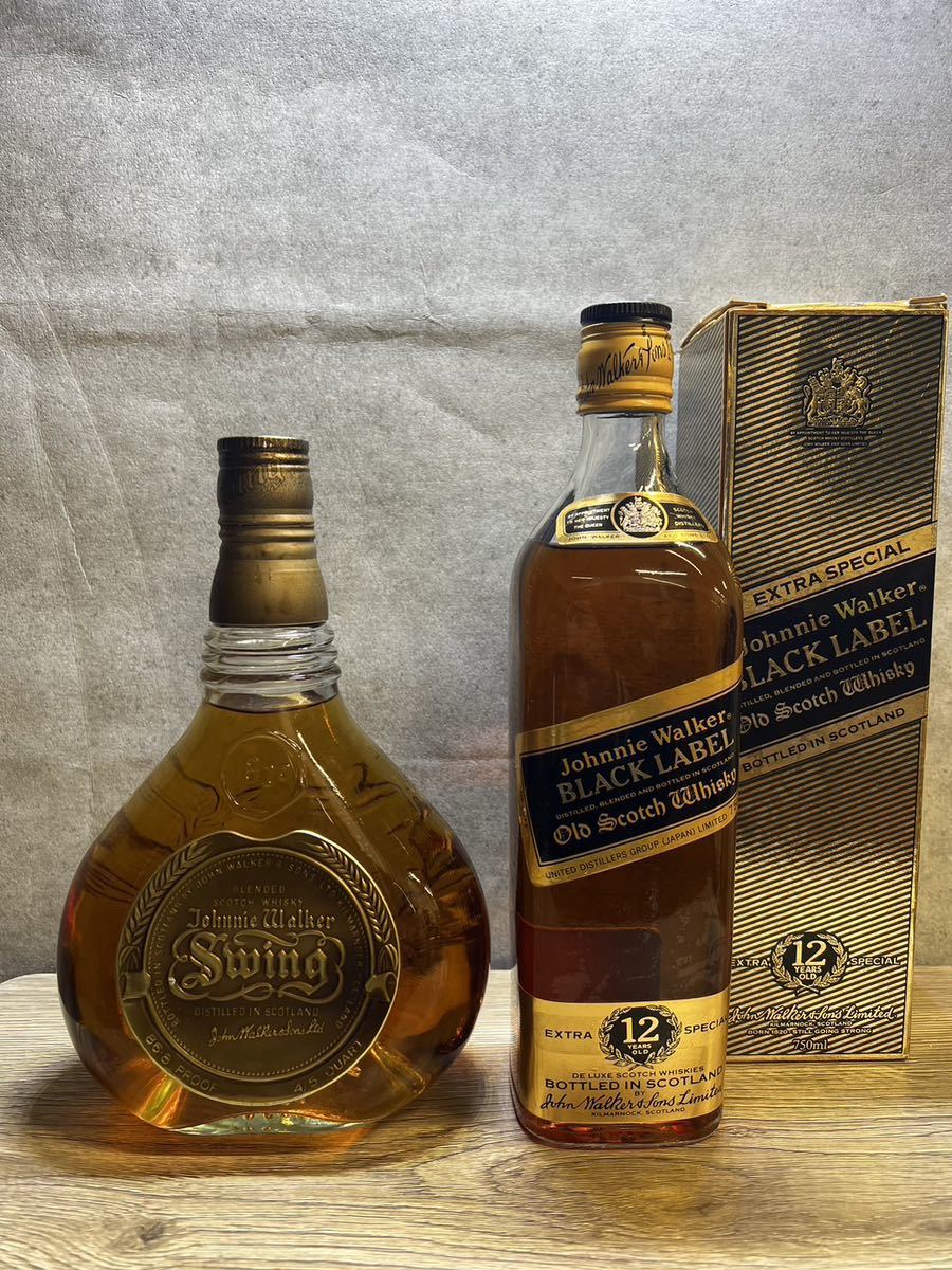 Johnny walker ジョニーウォーカー BLACK LABEL 12years swing 2本まとめ売り 未開栓 ウイスキー スコッチ