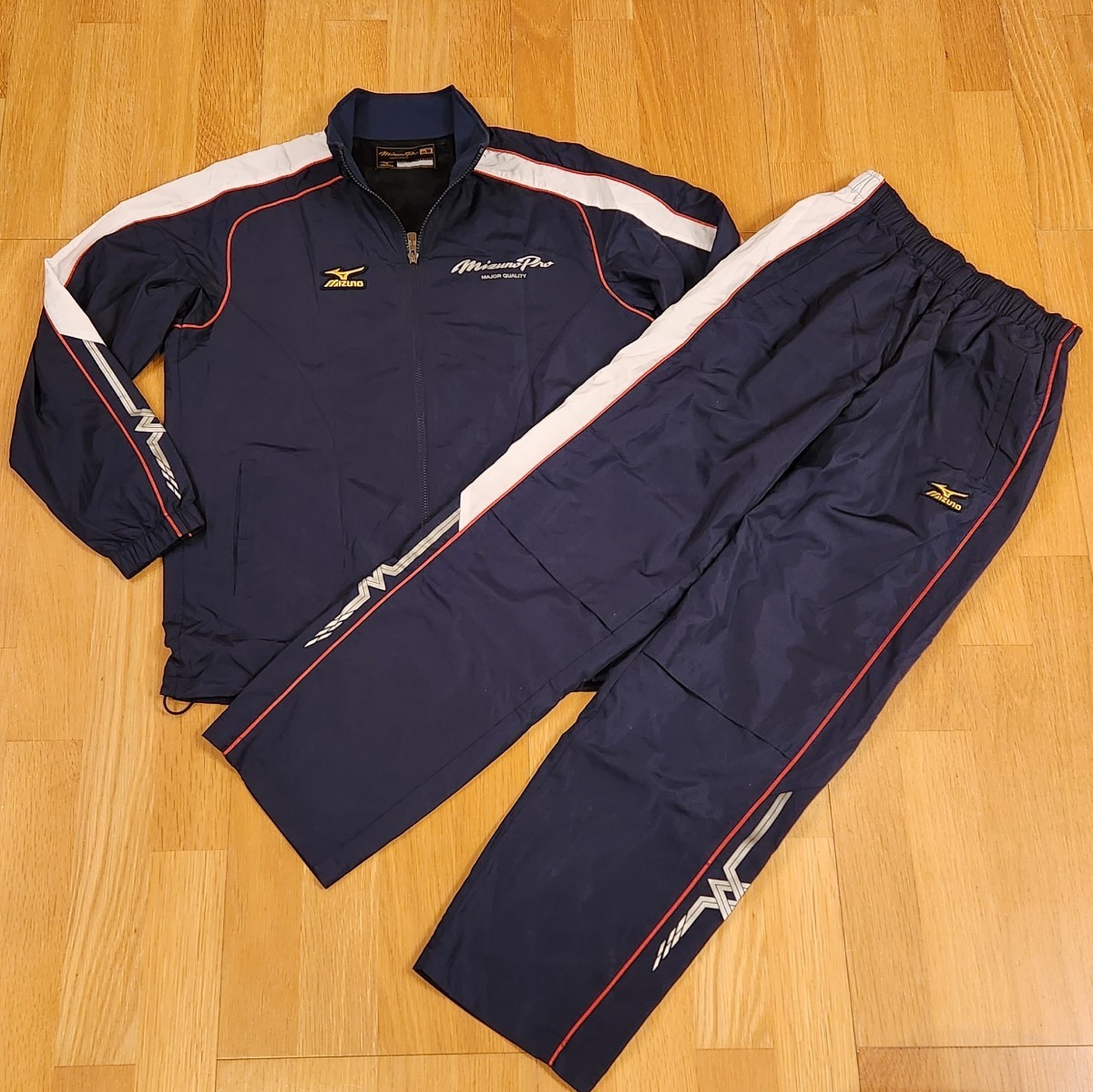 美品　ミズノプロ　セットアップ 極美品！ミズノプロ ウインドブレーカー 上下セット M ネイビー mizuno