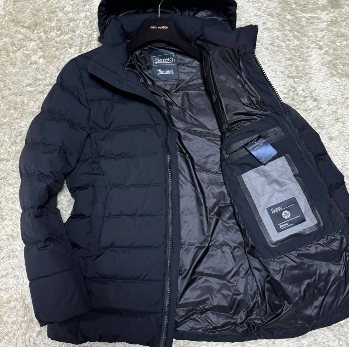 極暖 ヘルノ この冬の主役 HERNO laminar ダウンジャケット WIND STOPPER ネイビー 紺 48 L〜XL ラミナー ...