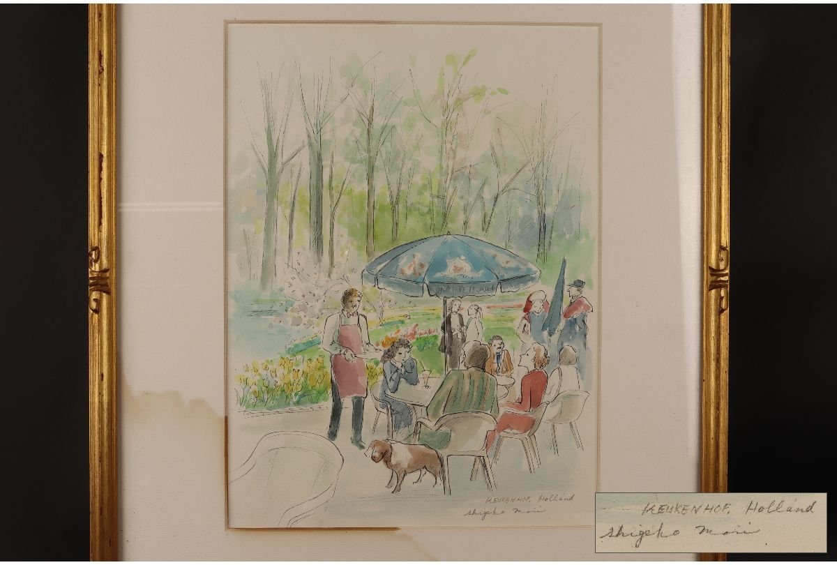 日本画水彩画⑥ （URA]真作保証/森茂子/風景画/水彩画/10-1-64 (検索  