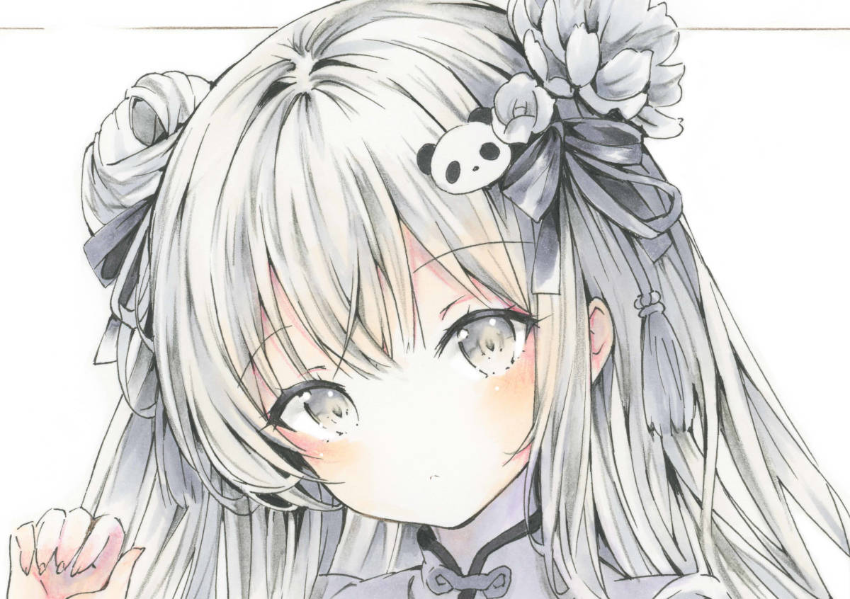 ◇monochrome◇創作 原画 オリジナル 手描きイラスト かわいい 女の子