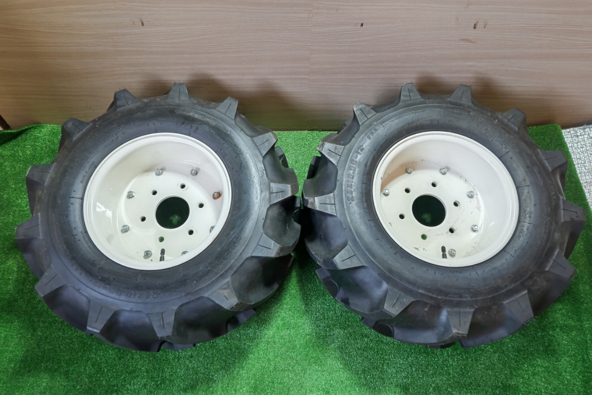 中古タイヤホイール OHTSU 26×10.00-12 8 PR 管理機 耕運機 農業機械 