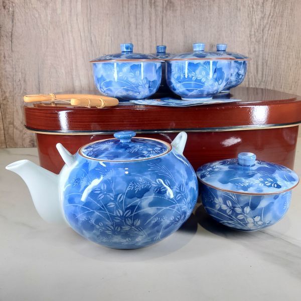 値下げ・新品・箱つき・蓋がお盆に！】急須 蓋付 湯飲み 湯呑 5客
