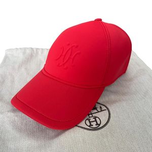 美品】エルメス HERMES 帽子 ハット コットン リネン 赤 サイズ58