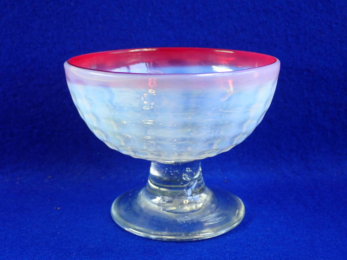 ☆古いガラス【氷コップ・・】明治時代・氷コップ・赤縁型吹き碗型氷