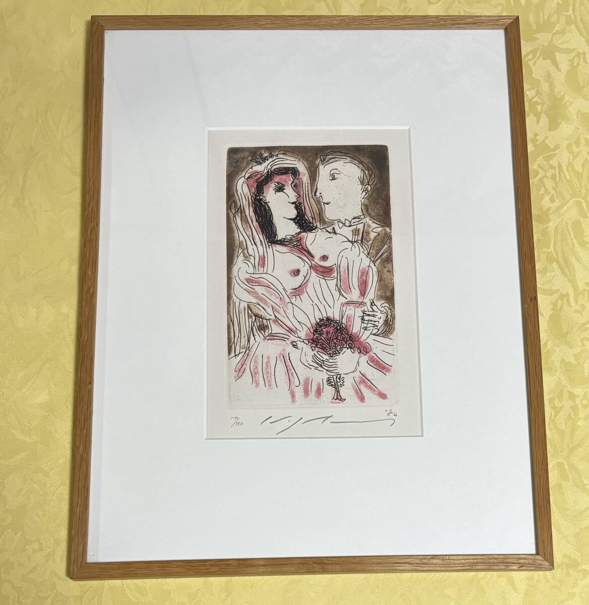 池田満寿夫「カップル」銅版画 1980年作 直筆サイン 証明シール 限定