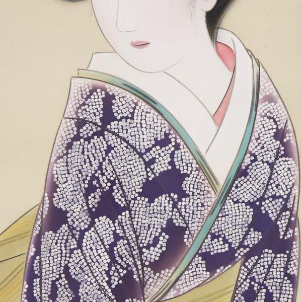 【真作】中村貞以 美人画 掛軸 軸 共箱 二重箱 絹本 日本画 着物 和装 女性 真作】【WISH】中村貞以 日本画 金泥仕様 掛軸 絹本 ◇美人名幅 〇美人