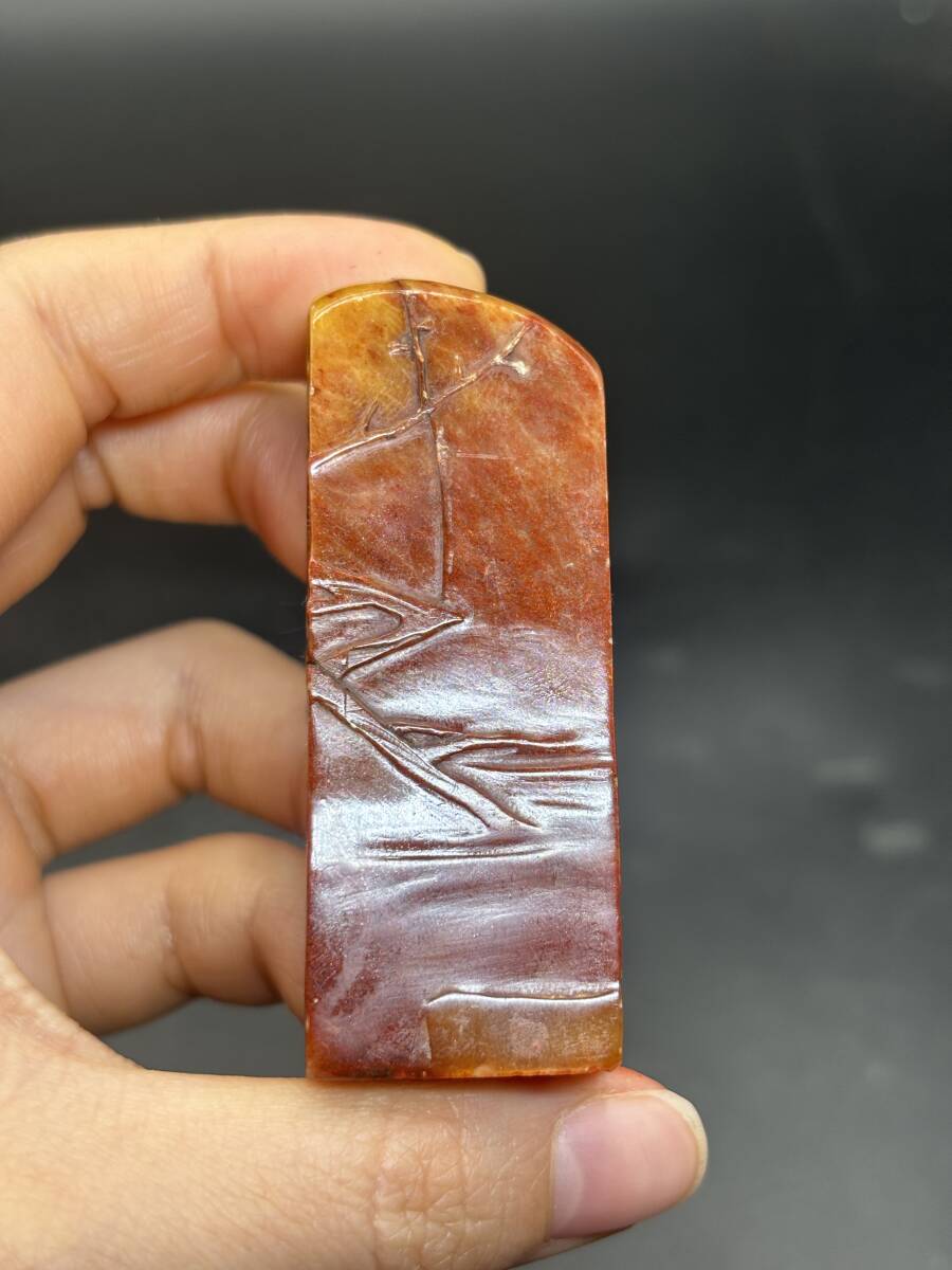 篆刻 河西笛洲作 百鳥散吏 日本美術 書道 印鑑 古印材 印材 箱なし 検
