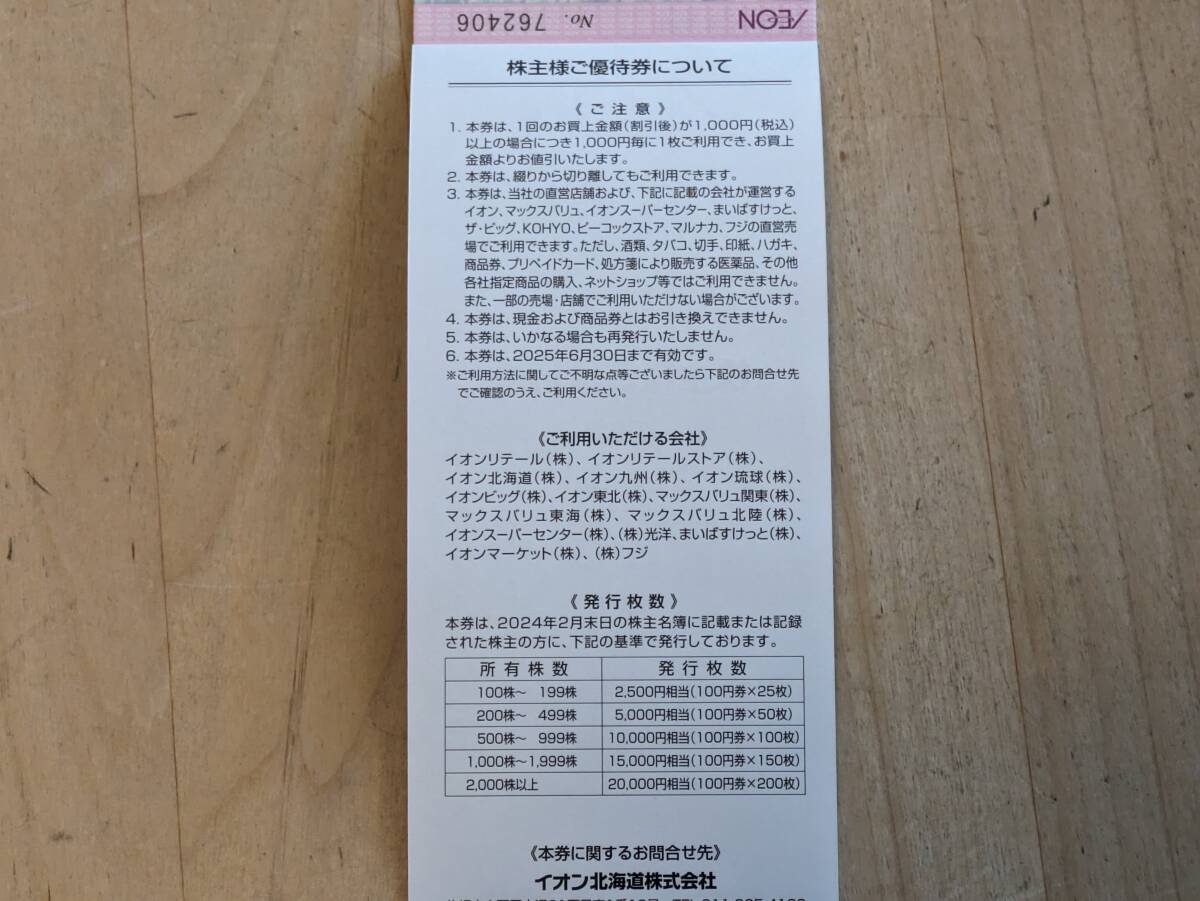イオン北海道株主優待券★１００円×２５枚★送料込_3