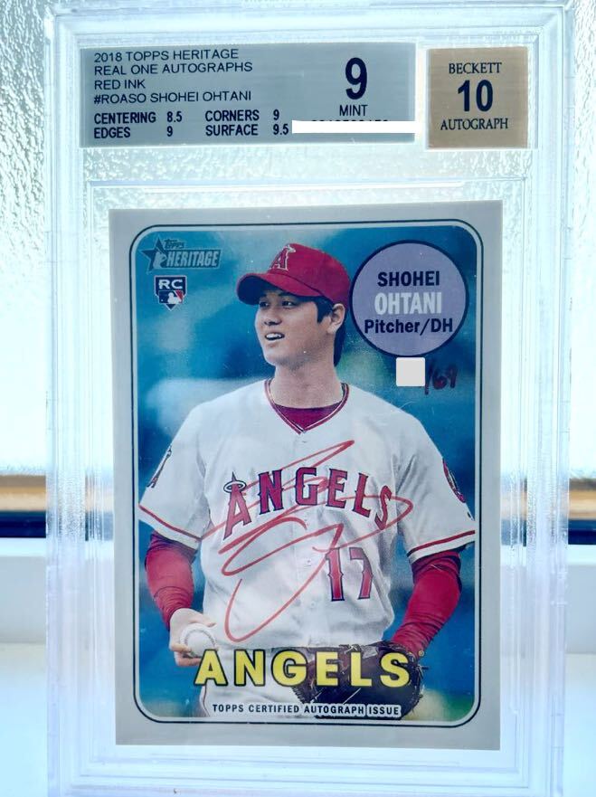 topps heritage 2018 大谷翔平 赤 サインカード /69 RC BBM ルーキー
