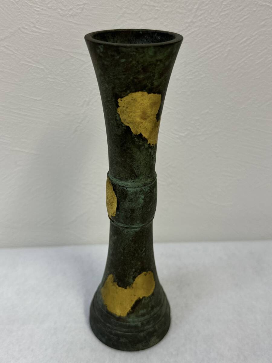 1円～ 秦 蔵六 造 塗金銅花器 立鼓式花入 花瓶 花器 花入 一輪挿し